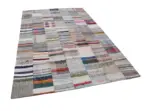 Chaput Patchwork Bej Renk Pamuk Üzerine Yün El Dokuma Kilim-200x302 - Görsel 3