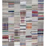 Chaput Patchwork Bej Renk Pamuk Üzerine Yün El Dokuma Kilim-200x302