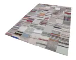 Chaput Patchwork Bej Renk Pamuk Üzerine Yün El Dokuma Kilim-200x302 - Görsel 2