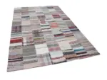 Chaput Patchwork Bej Renk Pamuk Üzerine Yün El Dokuma Kilim-200x302 - Görsel 3