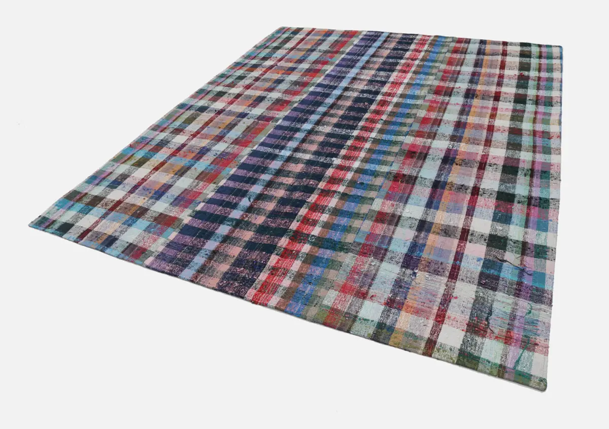 Chaput Patchwork Multi Renk Pamuk Üzerine Yün El Dokuma Kilim-256x305 - Görsel 2