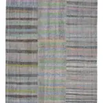 Chaput Patchwork Gri Renk Pamuk Üzerine Yün El Dokuma Kilim-247x350