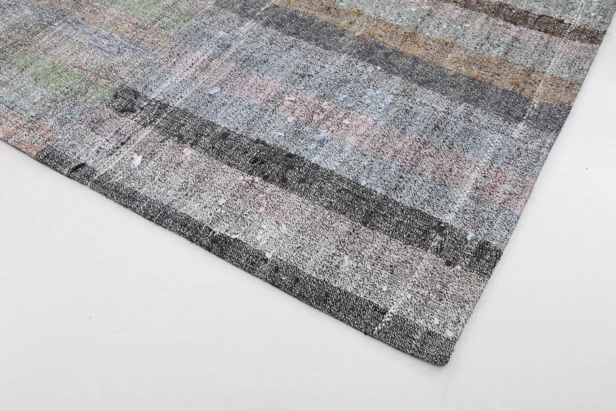 Chaput Patchwork Gri Renk Pamuk Üzerine Yün El Dokuma Kilim-247x350 - Görsel 4