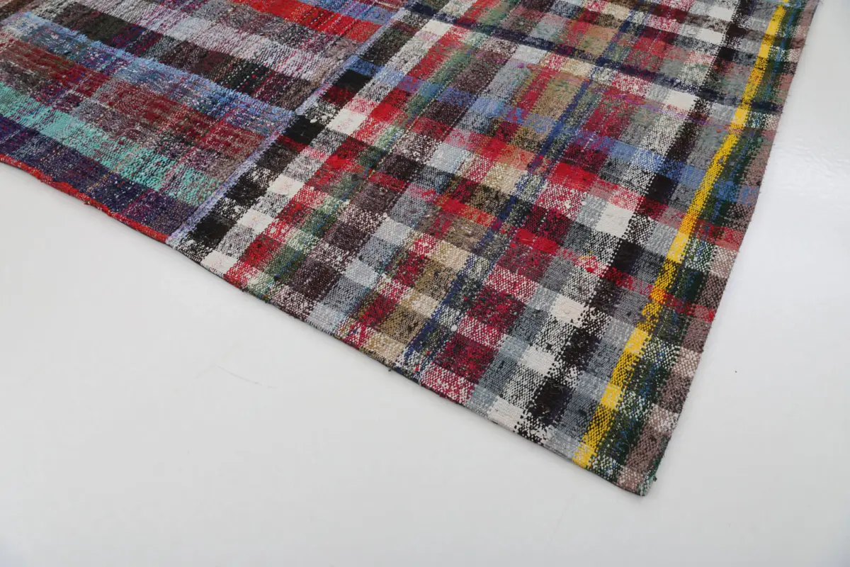 Chaput Patchwork Multi Renk Pamuk Üzerine Yün El Dokuma Kilim-257x307 - Görsel 4