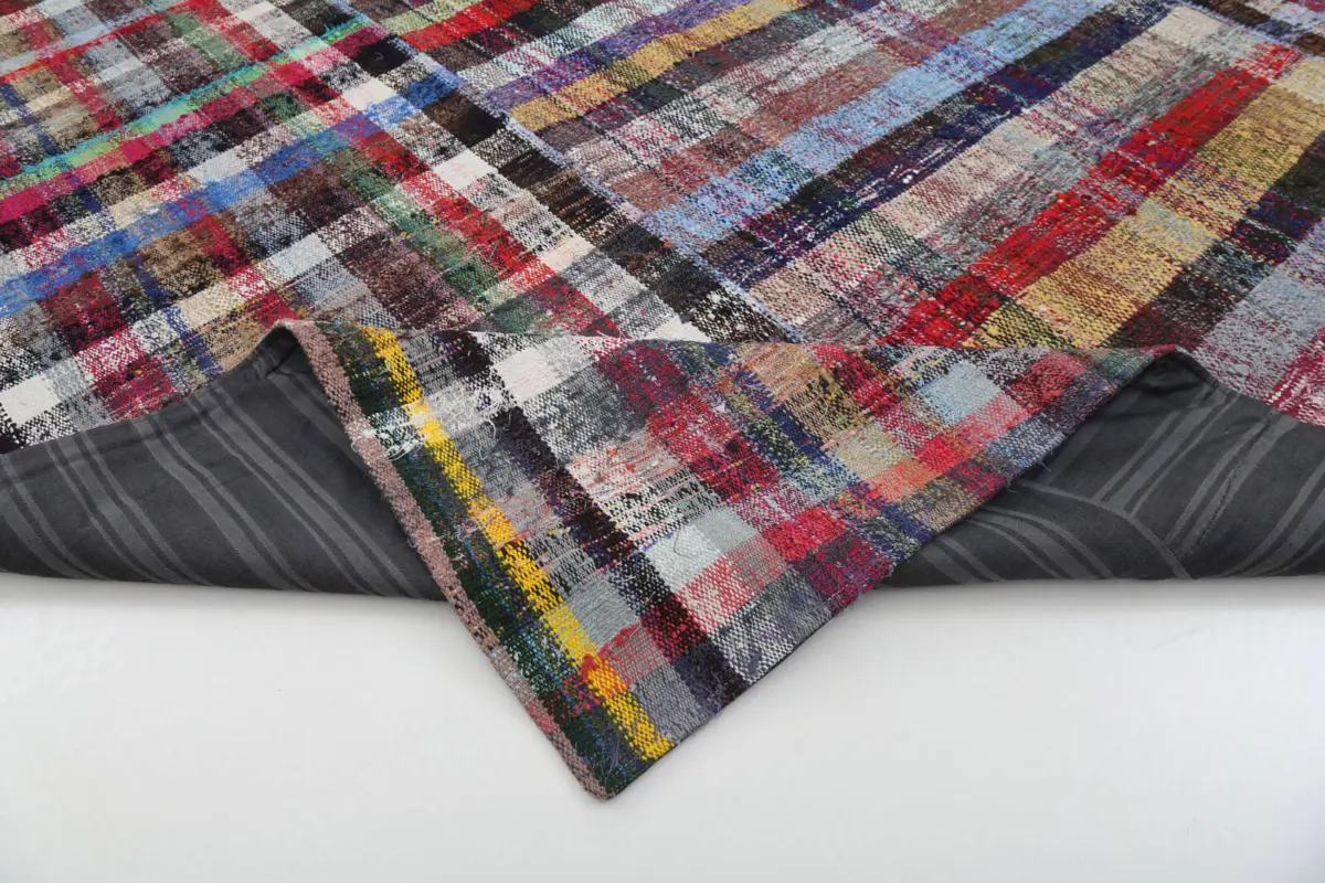 Chaput Patchwork Multi Renk Pamuk Üzerine Yün El Dokuma Kilim-257x307 - Görsel 5