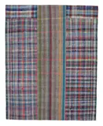Chaput Patchwork Multi Renk Pamuk Üzerine Yün El Dokuma Kilim-243x306