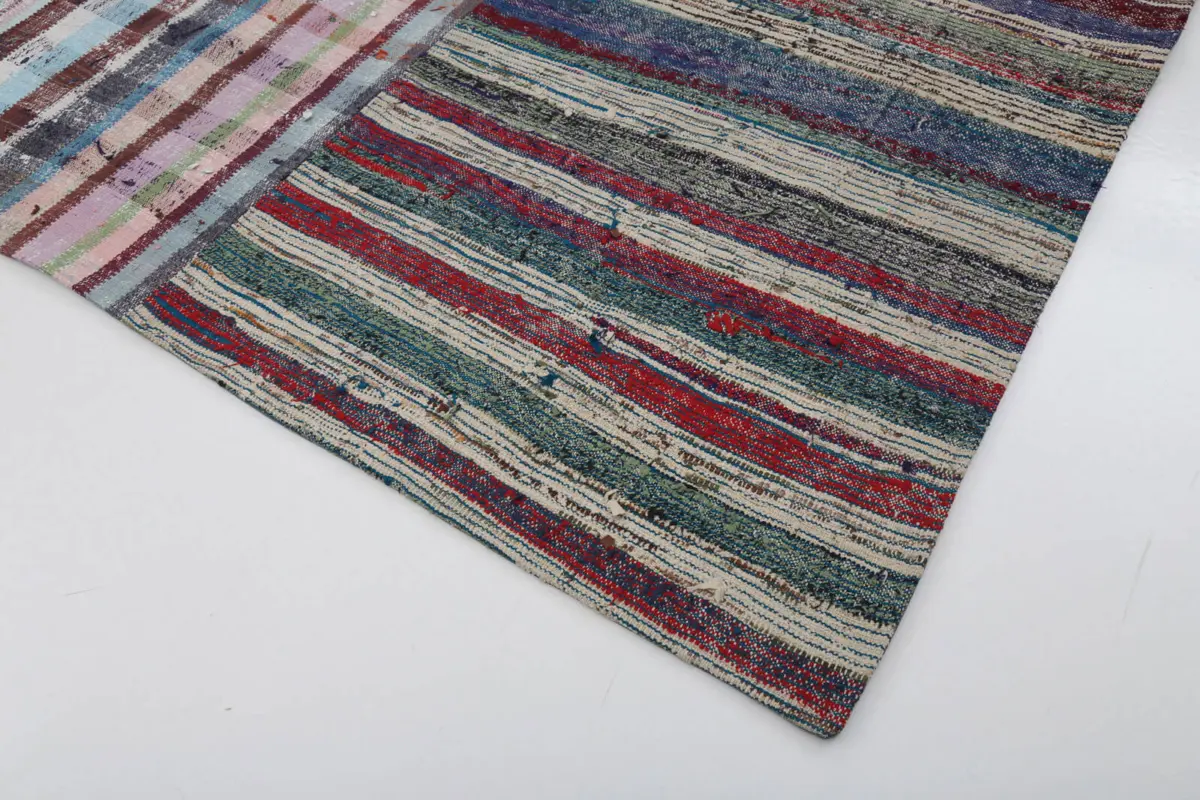 Chaput Patchwork Multi Renk Pamuk Üzerine Yün El Dokuma Kilim-252x307 - Görsel 4