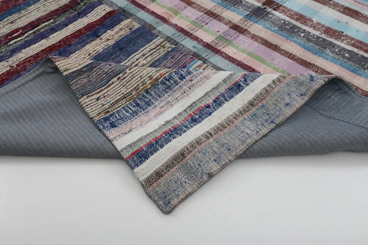 Chaput Patchwork Multi Renk Pamuk Üzerine Yün El Dokuma Kilim-252x307 - Görsel 5