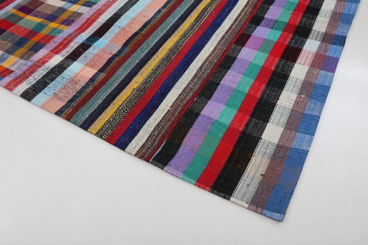 Chaput Patchwork Multi Renk Pamuk Üzerine Yün El Dokuma Kilim-250x307 - Görsel 4