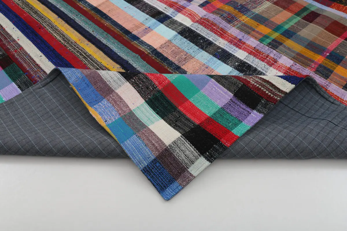 Chaput Patchwork Multi Renk Pamuk Üzerine Yün El Dokuma Kilim-250x307 - Görsel 5