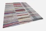 Chaput Patchwork Multi Renk Pamuk Üzerine Yün El Dokuma Kilim-245x302 - Görsel 3