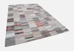 Chaput Patchwork Bej Renk Pamuk Üzerine Yün El Dokuma Kilim-248x369 - Görsel 3