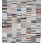 Chaput Patchwork Bej Renk Pamuk Üzerine Yün El Dokuma Kilim-251x350