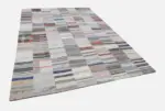 Chaput Patchwork Bej Renk Pamuk Üzerine Yün El Dokuma Kilim-251x350 - Görsel 3