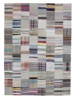 Chaput Patchwork Bej Renk Pamuk Üzerine Yün El Dokuma Kilim-248x338