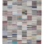 Chaput Patchwork Bej Renk Pamuk Üzerine Yün El Dokuma Kilim-250x351