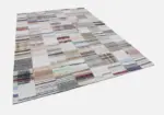 Chaput Patchwork Bej Renk Pamuk Üzerine Yün El Dokuma Kilim-251x352 - Görsel 3