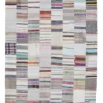 Chaput Patchwork Bej Renk Pamuk Üzerine Yün El Dokuma Kilim-246x352