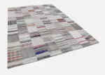 Chaput Patchwork Bej Renk Pamuk Üzerine Yün El Dokuma Kilim-246x352 - Görsel 3
