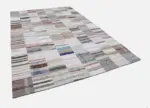 Chaput Patchwork Bej Renk Pamuk Üzerine Yün El Dokuma Kilim-248x370 - Görsel 3
