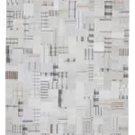 İnce Bez Patchwork Bej Pamuk Üzerine Yün El Dokuma Kilim-253x305