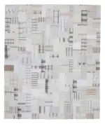 İnce Bez Patchwork Bej Pamuk Üzerine Yün El Dokuma Kilim-253x305