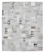 İnce Bez Patchwork Bej Pamuk Üzerine Yün El Dokuma Kilim-251x305