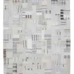 İnce Bez Patchwork Bej Pamuk Üzerine Yün El Dokuma Kilim-251x305