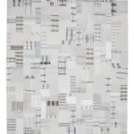 İnce Bez Patchwork Bej Pamuk Üzerine Yün El Dokuma Kilim-263x366
