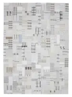 İnce Bez Patchwork Bej Pamuk Üzerine Yün El Dokuma Kilim-263x366