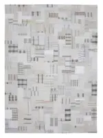 İnce Bez Patchwork Bej Pamuk Üzerine Yün El Dokuma Kilim-265x370