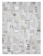 İnce Bez Patchwork Bej Pamuk Üzerine Yün El Dokuma Kilim-264x363