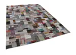 Chaput Patchwork Multi Renk Pamuk Üzerine Yün El Dokuma Kilim-299x404 - Görsel 3