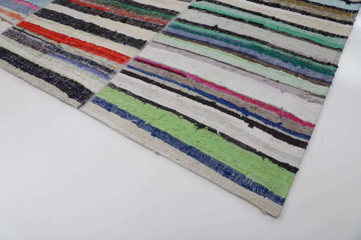 Chaput Patchwork Bej Renk Pamuk Üzerine Yün El Dokuma Kilim-296x402 - Görsel 4