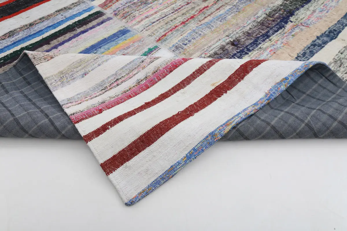 Chaput Patchwork Bej Renk Pamuk Üzerine Yün El Dokuma Kilim-296x402 - Görsel 5