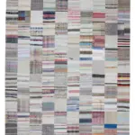 Chaput Patchwork Bej Renk Pamuk Üzerine Yün El Dokuma Kilim-302x400
