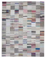 Chaput Patchwork Bej Renk Pamuk Üzerine Yün El Dokuma Kilim-302x400