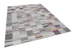 Chaput Patchwork Bej Renk Pamuk Üzerine Yün El Dokuma Kilim-302x400 - Görsel 3