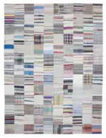 Chaput Patchwork Bej Renk Pamuk Üzerine Yün El Dokuma Kilim-303x401