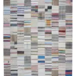 Chaput Patchwork Bej Renk Pamuk Üzerine Yün El Dokuma Kilim-301x402