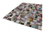 Chaput Patchwork Multi Renk Pamuk Üzerine Yün El Dokuma Kilim-300x401 - Görsel 2