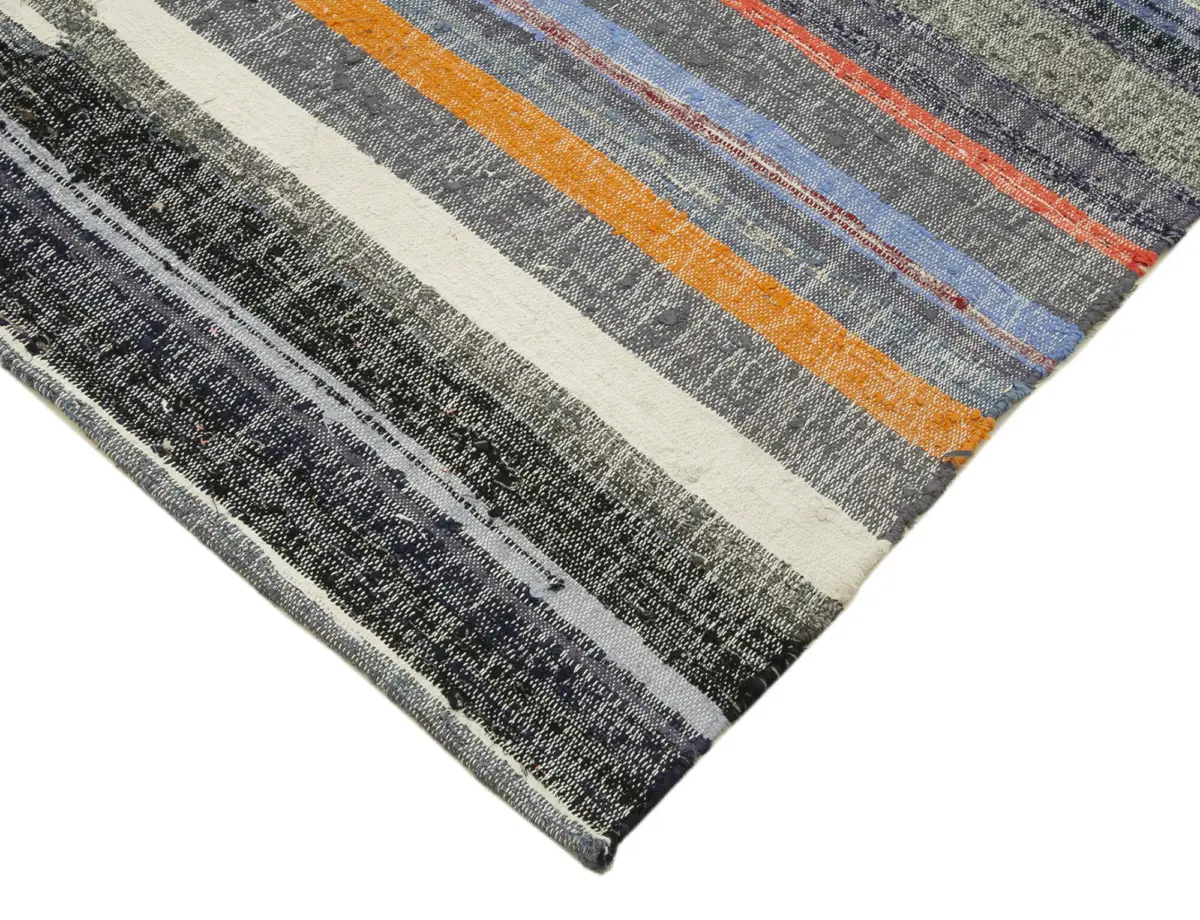 Chaput Çizgili Gri Renk Pagrk Üzerine Yün El Dokuma Kilim-185x316 - Görsel 4
