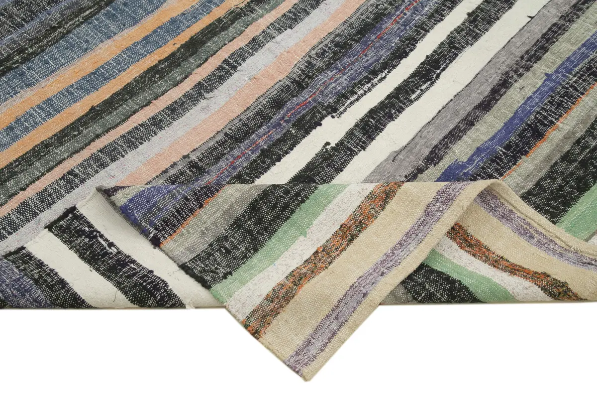 Chaput Çizgili Gri Renk Pagrk Üzerine Yün El Dokuma Kilim-185x316 - Görsel 6