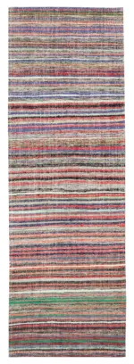 Anadolu Eskitme Multi Pamuk Üzerine Yün El Dokuma Kilim-115x350
