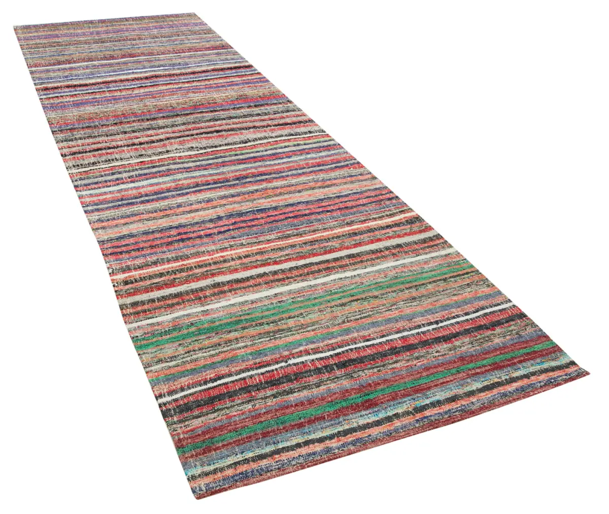 Anadolu Eskitme Multi Pamuk Üzerine Yün El Dokuma Kilim-115x350 - Görsel 2