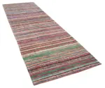 Anadolu Eskitme Multi Pamuk Üzerine Yün El Dokuma Kilim-115x350 - Görsel 2
