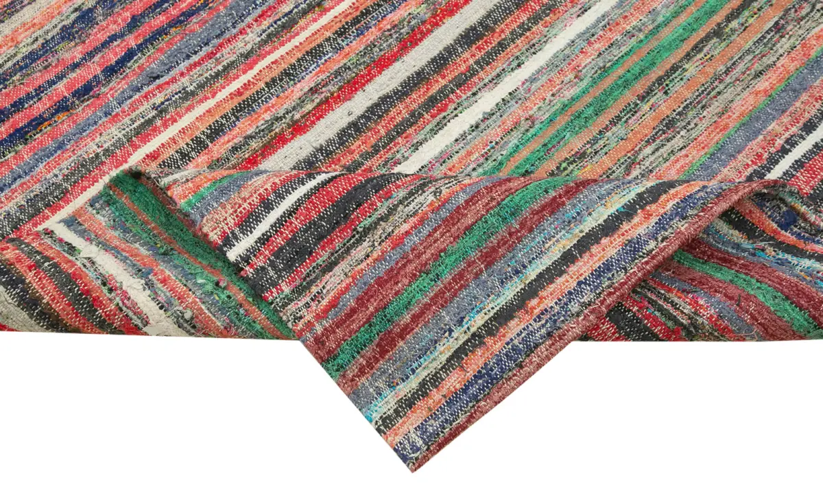 Anadolu Eskitme Multi Pamuk Üzerine Yün El Dokuma Kilim-115x350 - Görsel 6