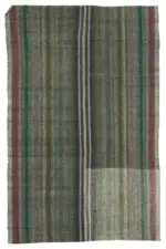 Chaput Çizgili Gri Renk Pagrk Üzerine Yün El Dokuma Kilim-184x283