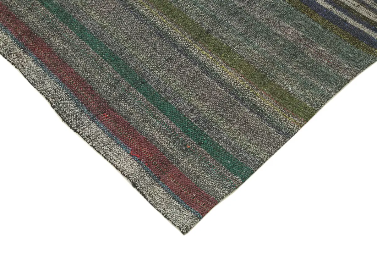 Chaput Çizgili Gri Renk Pagrk Üzerine Yün El Dokuma Kilim-184x283 - Görsel 4