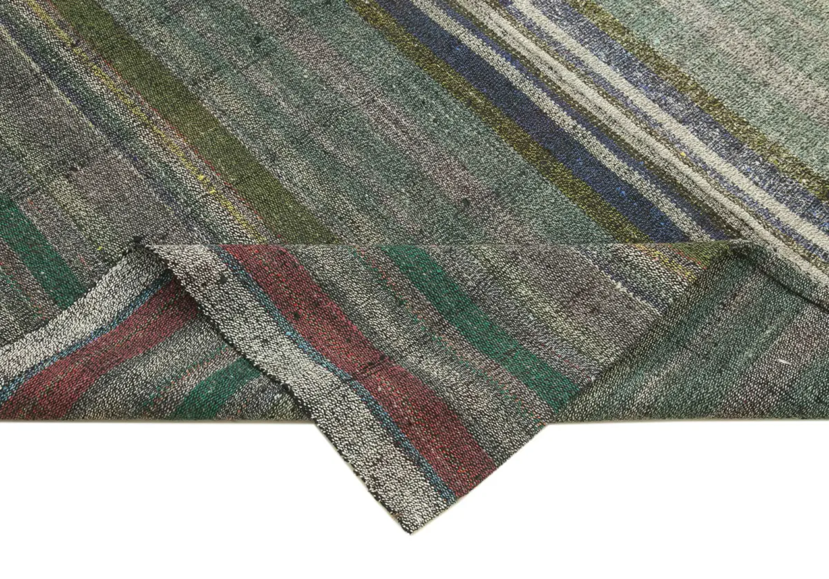 Chaput Çizgili Gri Renk Pagrk Üzerine Yün El Dokuma Kilim-184x283 - Görsel 6